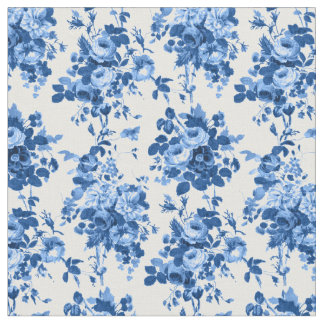 Romantische antike Vintage Rose blau auf Weiß Stoff