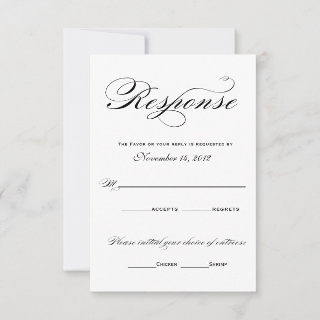 Romantische Antwortkarten - Schwarzweiß RSVP Karte (Vorderseite)