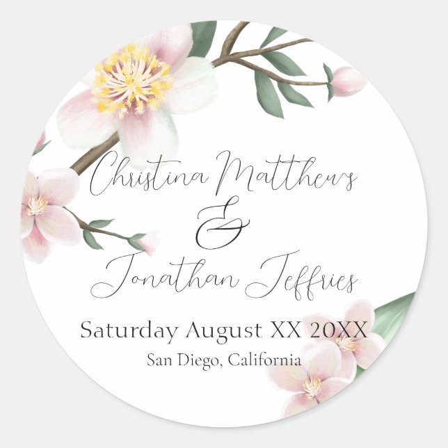 Romantische Apfelblüten Runder Aufkleber (Vorderseite)