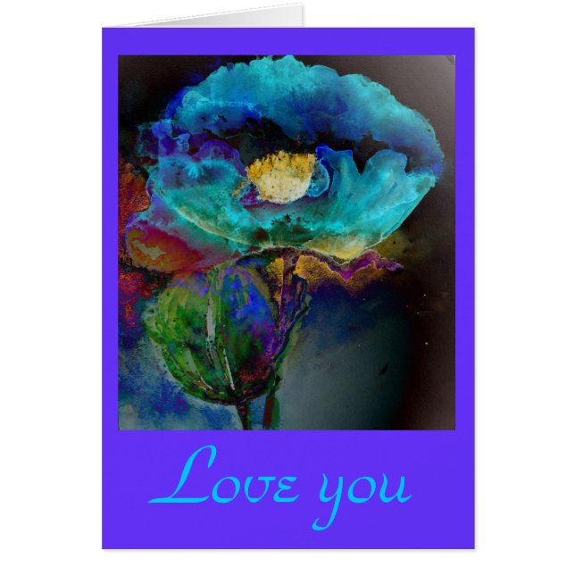 Romantische aquamarine Blumenbemalung (Vorne)