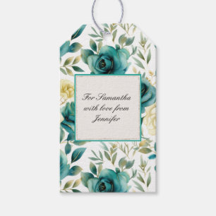 Romantische Aquamarine Creme Rose Brautparty Geschenkanhänger