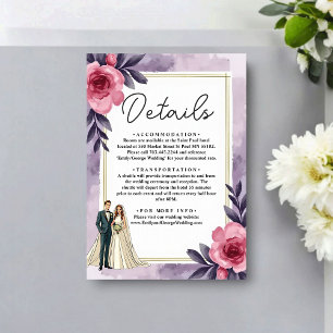 Romantische Aquarell-Blumen-Braut-und-Br%C3%A4utig Begleitkarte