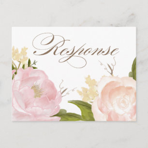 Romantische Aquarell-Blumen-RSVP-Postkarte III Einladungspostkarte