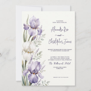 Romantische Aquarell-Iris-Gartenhochzeit Einladung