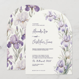 Romantische Aquarell-Iris-Gartenhochzeit Einladung