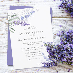 Romantische Aquarell-Lavendel-Blumenhochzeit Einladung