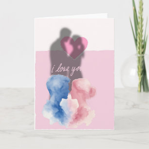 Romantische Aquarell Liebeskarte mit Paar, Schatte Karte