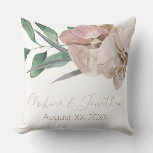 Romantische Aquarell-Orchideen Kissen