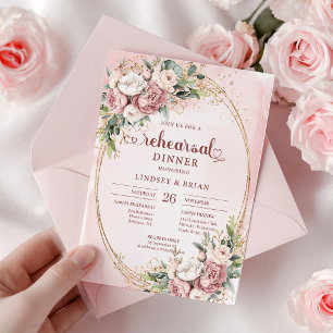 Romantische Aquarell-Rosa-Blüten Probe  Einladung