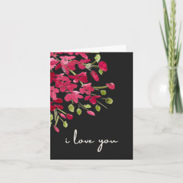 Romantische Aquarell-Rote Wildblumen "Ich liebe di Karte
