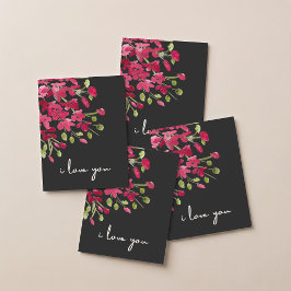 Romantische Aquarell-Rote Wildblumen "Ich liebe di Karte