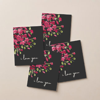 Romantische Aquarell-Rote Wildblumen "Ich liebe di Karte