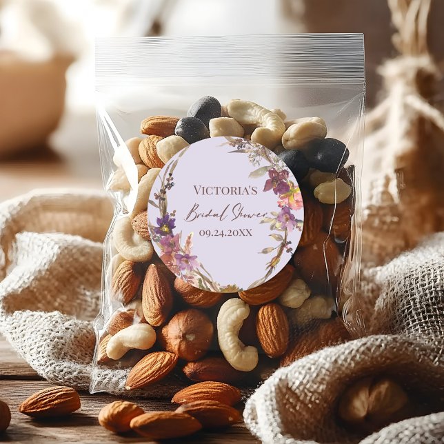 Romantische Aquarell-Wildblume Bridal-Aufkleber Runder Aufkleber (Von Creator hochgeladen)