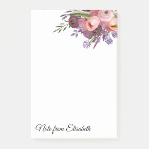 Romantische Aquarellblume Boho Blumenstrauß Person Post-it Klebezettel
