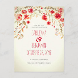 Romantische Aquarellblume Save the Date rustikal Ankündigungspostkarte