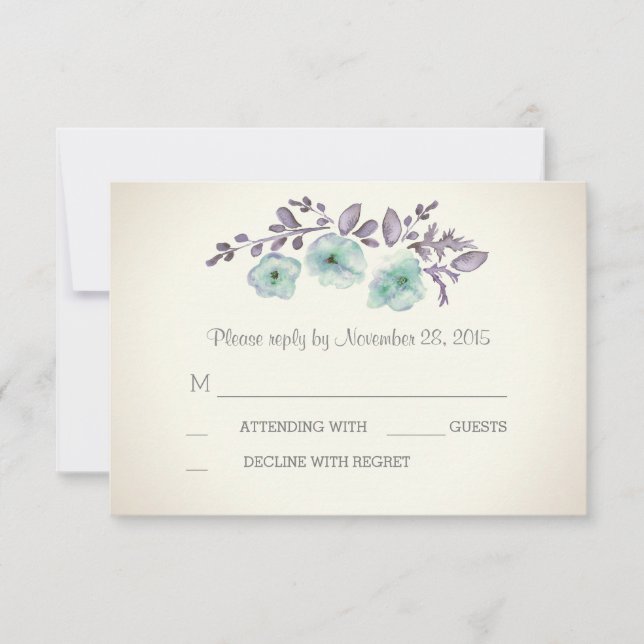 Romantische Aquarellblüten RSVP-Karten RSVP Karte (Vorderseite)