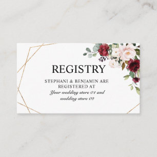 Romantische Aquarellfarbe Burgund Blumengeometrie Begleitkarte