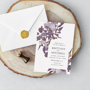 Romantische Aquarellfarben - Amethyst Gold Folieneinladung