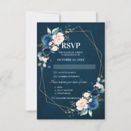 Romantische Aquarellfarben, blau-floral geometrisc RSVP Karte