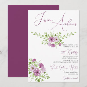 Romantische Aquarellfarben Blume 50. Geburtstag Einladung