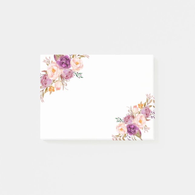 Romantische Aquarellfarben-Blume, Bohemien Post-it Klebezettel (Vorderseite)