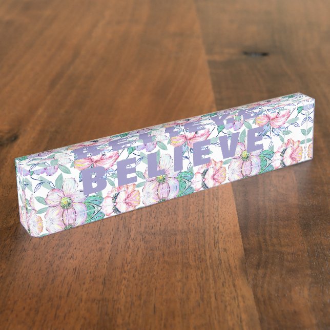 Romantische Aquarellfarben Blume Handmalerei Namensplakette (Seite)