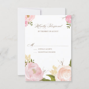 Romantische Aquarellfarben-Blume Hochzeit der RSVP