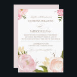 Romantische Aquarellfarben-Blume Hochzeitsfeiern Einladung<br><div class="desc">Whimsical Hochzeitseinladung mit schönen Aquarellbildern von Pfingsten und Rose. Das ist Teil einer Hochzeitssuite. Matching-Elemente sind verfügbar.</div>