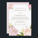 Romantische Aquarellfarben-Blume Hochzeitsfeiern Einladung<br><div class="desc">Whimsical Hochzeitseinladung mit schönen Aquarellbildern von Pfingsten und Rose. Das ist Teil einer Hochzeitssuite. Matching-Elemente sind verfügbar.</div>