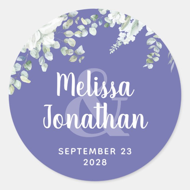 Romantische Aquarellfarben Blütenweiße Blume Hochz Runder Aufkleber (Vorderseite)