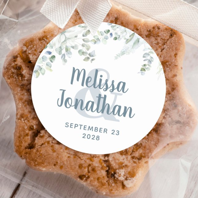 Romantische Aquarellfarben Blütenweiße Blume Hochz Runder Aufkleber (Von Creator hochgeladen)