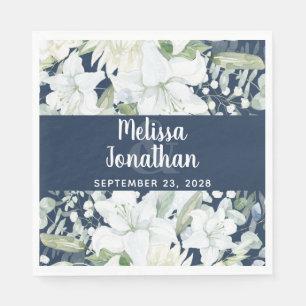 Romantische Aquarellfarben Blütenweiße Blume Hochz Serviette