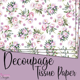 Romantische Aquarellfarben Pink Peonies Punktmuste Seidenpapier