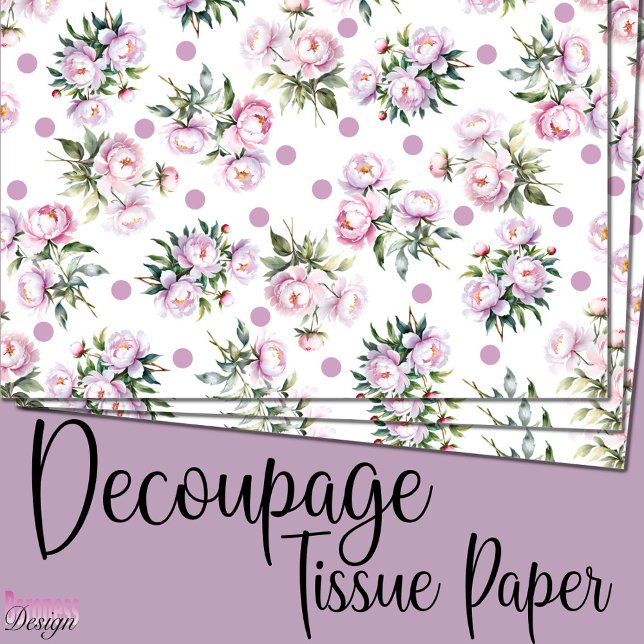 Romantische Aquarellfarben Pink Peonies Punktmuste Seidenpapier (Von Creator hochgeladen)