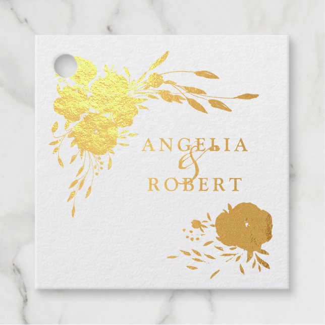 Romantische Aquarellfarben Rosa Blush Gold Rose Geschenkanhänger (Vorderseite)
