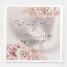Romantische Aquarellfarben-Rose auf Glam Pearl Serviette