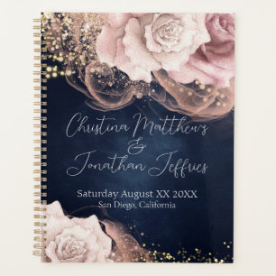 Romantische Aquarellfarben-Rose auf Moody Blue Wed Planer