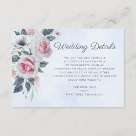 Romantische Aquarellfarben Rose Blaue Hochzeiten D Begleitkarte