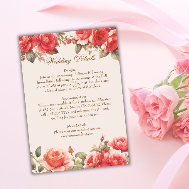 Romantische Aquarellfarben-Rose Blumenzettel Begleitkarte (Von Creator hochgeladen)