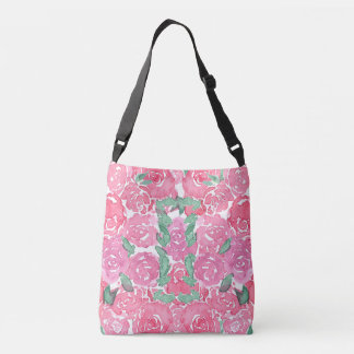Romantische Aquarellfarben Rose Rosa Blumenmuster Tragetaschen Mit Langen Trägern