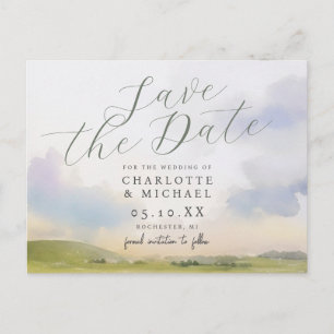 Romantische Aquarelllandschaft Save the Date Postkarte