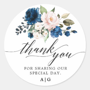Romantische Aquarellnavy Blush Rose Bloral Runder Aufkleber