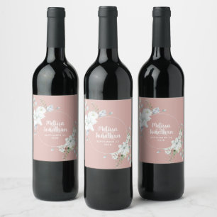Romantische Aquarellwein Blume Hochzeit Brauch Weinetikett