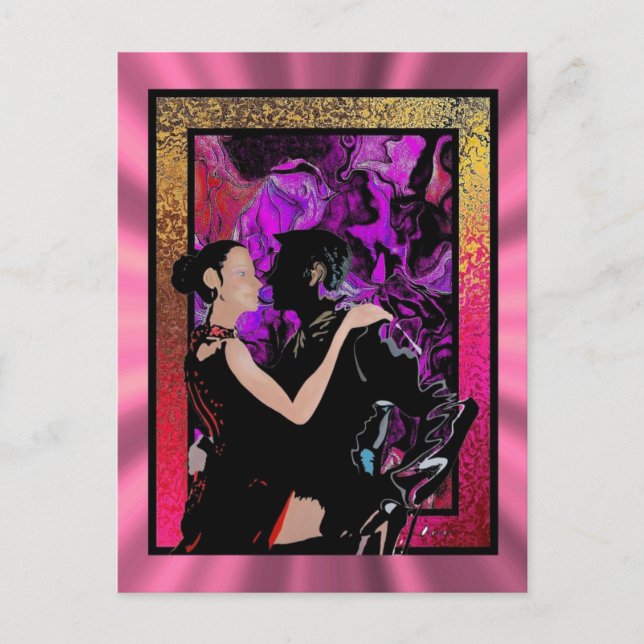 Romantische Art-Déco-Tänzer Postkarte (Vorderseite)
