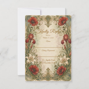 Romantische Art Nouveau Blumeneleganz Hochzeit RSVP Karte