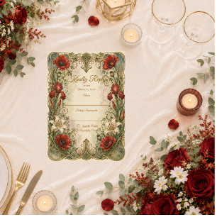 Romantische Art Nouveau Blumeneleganz Hochzeit RSVP Karte