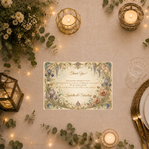 Romantische Art Nouveau Botanische Eleganz Hochzei Dankeskarte