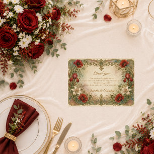Romantische Art Nouveau Florale Eleganz Hochzeit Dankeskarte