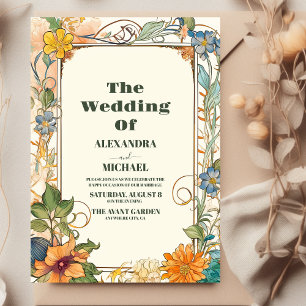 Romantische Art Nouveau-Hochzeit Einladung