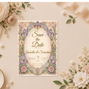 Romantische Art Nouveau Iris Hochzeit Save The Date